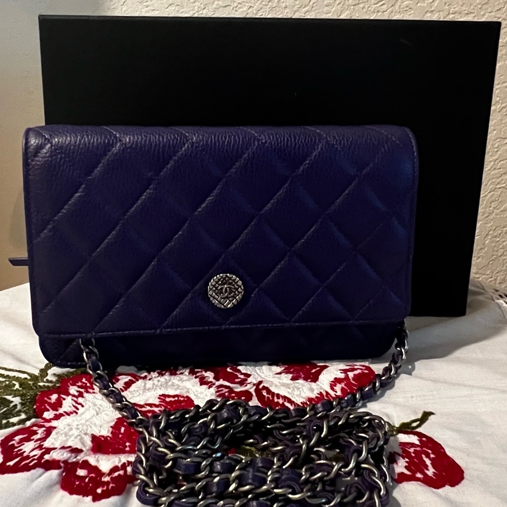 Chanel Wallet on Chain WOC Quilted Caviar Purple – FULL SET –Excellent Condition